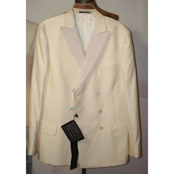 New NWT 50 IT FR Tuxedo Mens Jacket 40 US Italy Valentino Cream White Designer - Picture 1 of 16